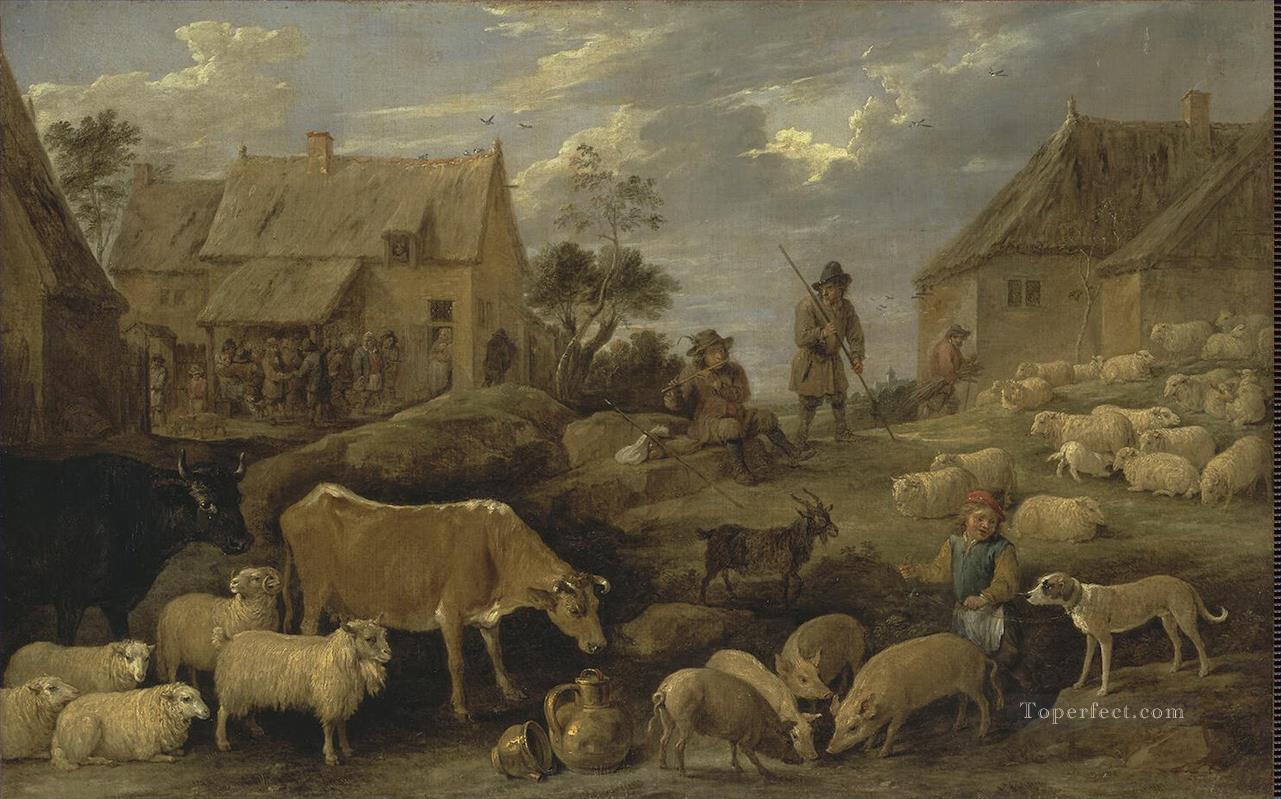 Teniers David II Landscape with a Shepherd and a Flock Oil Paintings